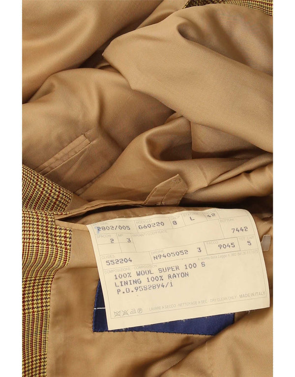 Giacca blazer da uomo a 2 bottoni Gieves & Hawkes UK 42 XL lana pied de poule marrone