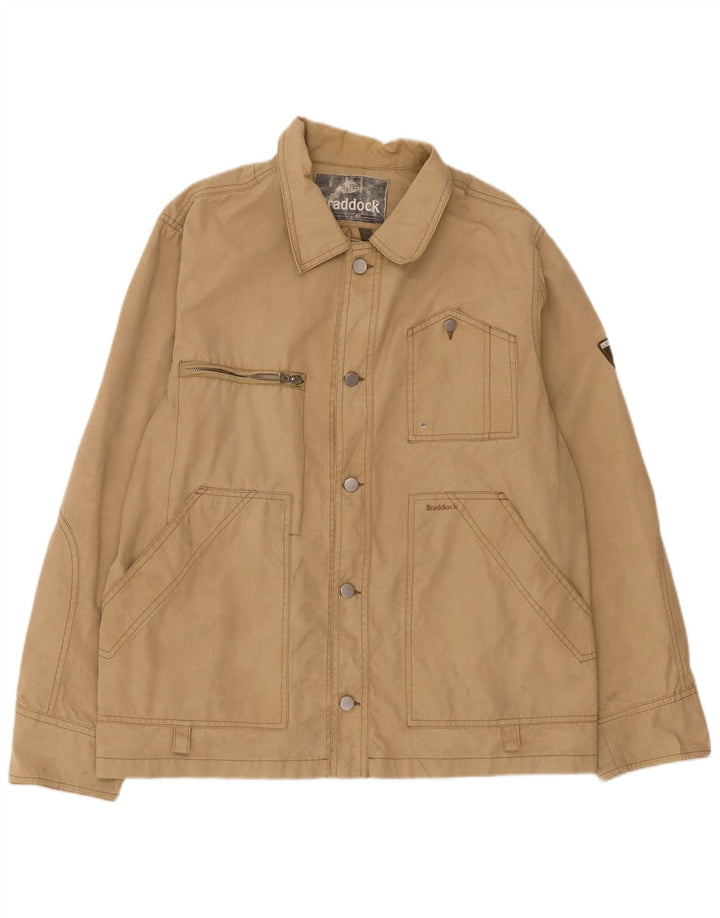 Jaqueta utilitária masculina Braddock UK 40 grande algodão bege