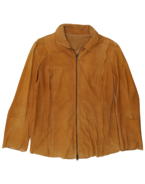 Vintage Womens Suede Overshirt Shirt IT 44 Medium Beige Leather