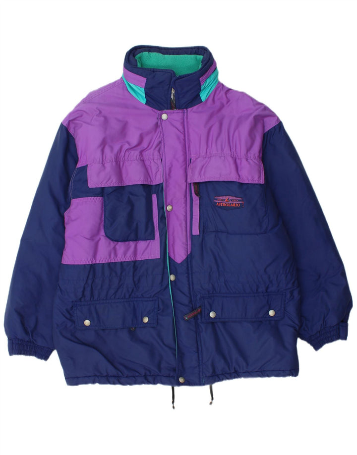 Astrolabio Mens Hooded Ski Jacket UK 38 Medium Navy Blue Colourblock