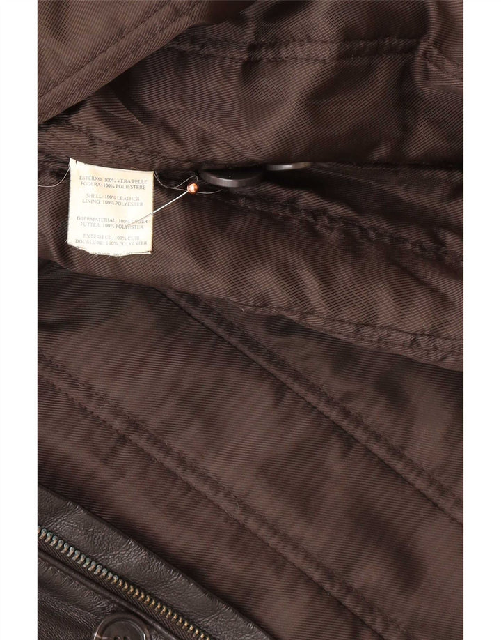 Casaco de couro masculino vintage IT 58 3XL preto