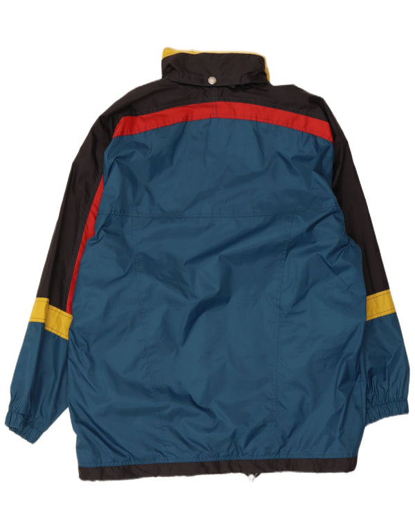 Brugi Mens Hooded Rain Jacket UK 40 Large Blue Colourblock Polyamide