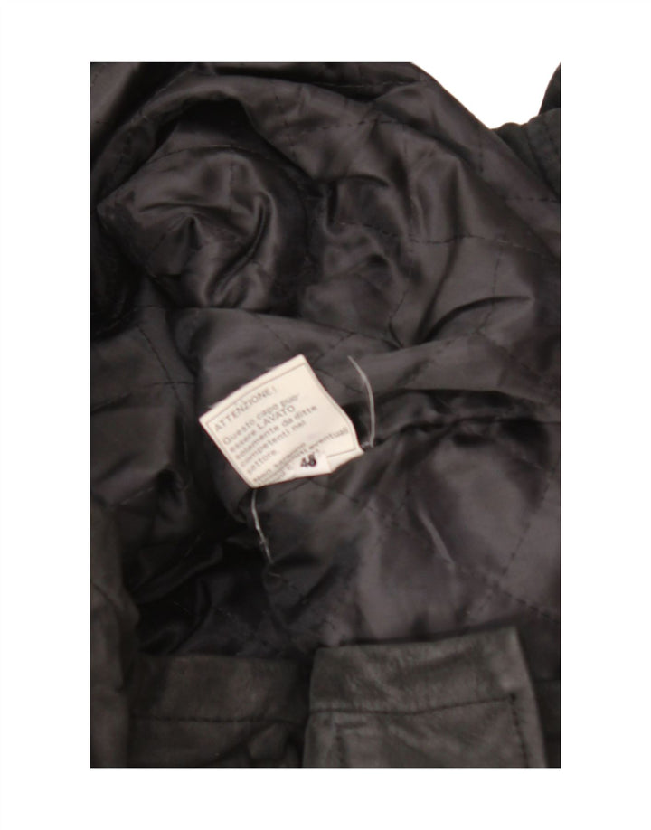 VINTAGE Mens Leather Coat IT 48 Medium Black Leather Vintage Vintage and Second-Hand Vintage from Messina Hembry 