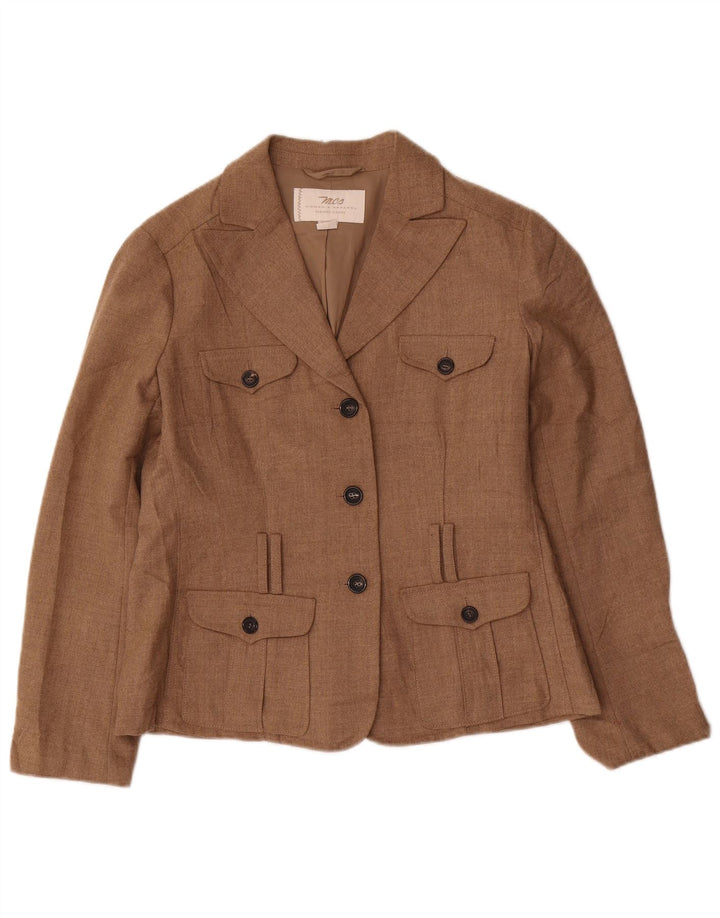 Marlboro Classics Veste blazer à 3 boutons pour femme UK 14 Large Marron Polyester