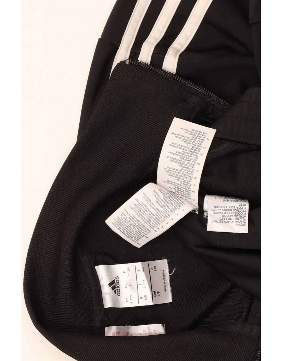 Adidas Boys Tracksuit Top Jacket 9-10 Years Black Polyester