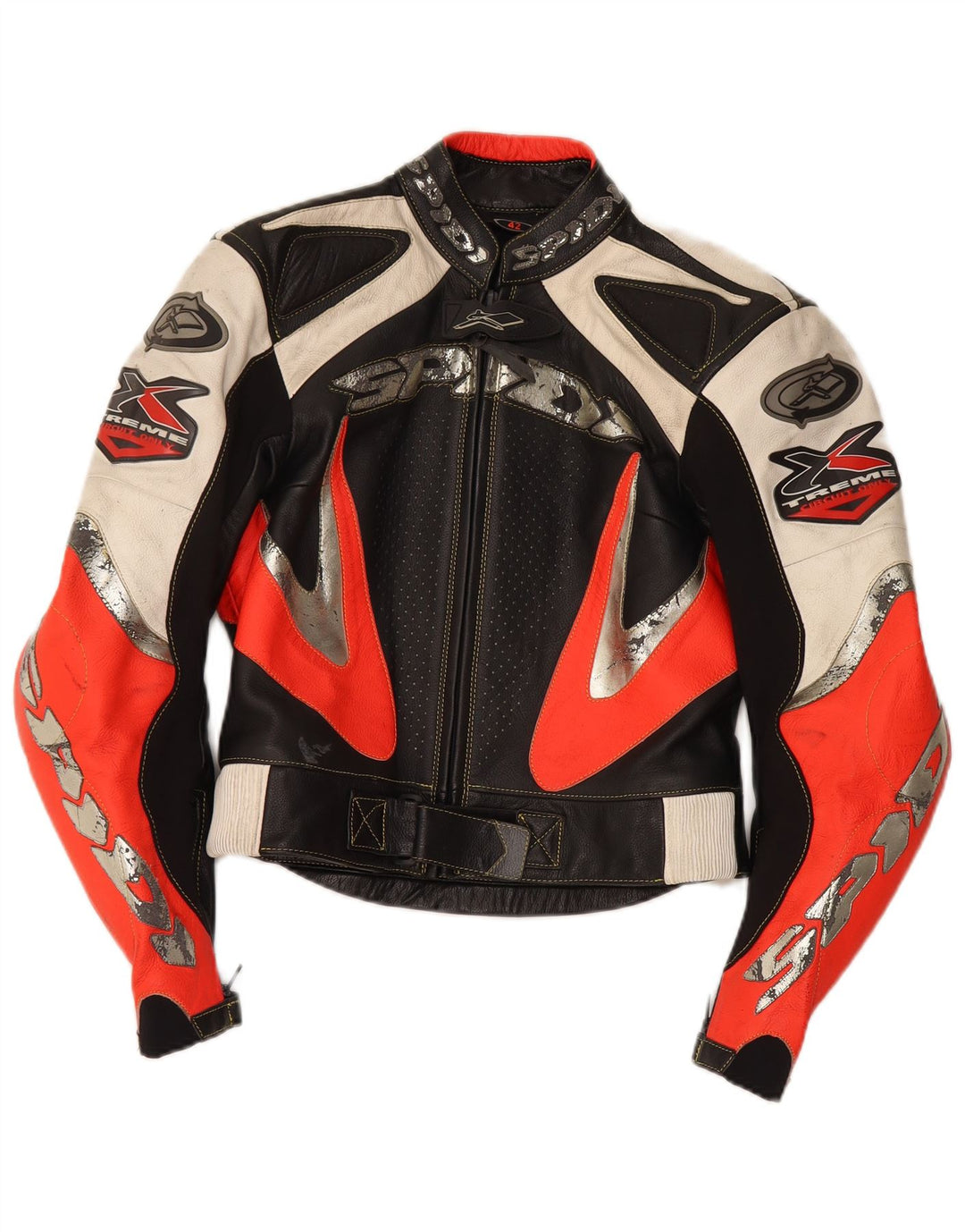 SPIDI Womens Graphic Racer Jacket IT 42 Medium Black Colourblock Leather
