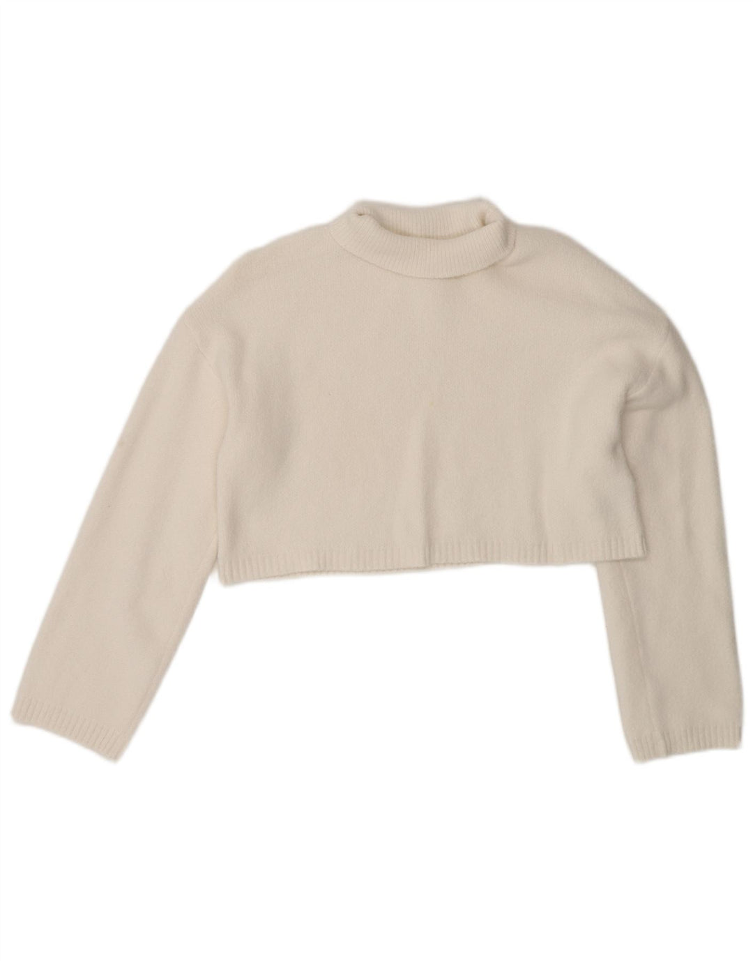 Zara Womens Crop Oversized Roll Neck Jumper Sweater UK 10 Small White