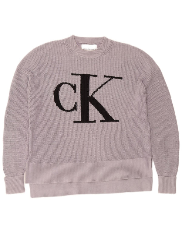 Calvin Klein Jeans Mens Graphic Crew Neck Jumper Sweater Small Purple
