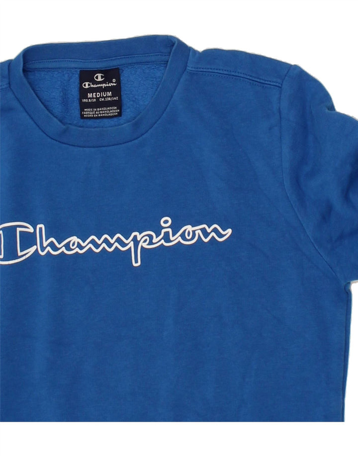 CHAMPION Boys Graphic Sweatshirt Jumper 9-10 Years Medium  Blue Cotton Vintage Champion and Second-Hand Champion from Messina Hembry 