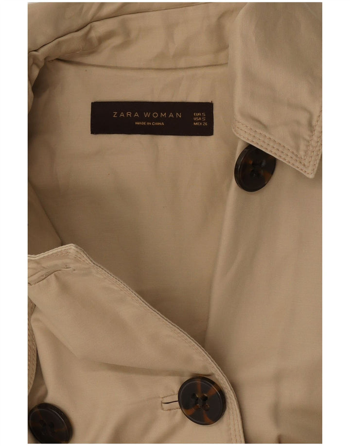 Zara Womens Pea Coat UK 10 Small Beige