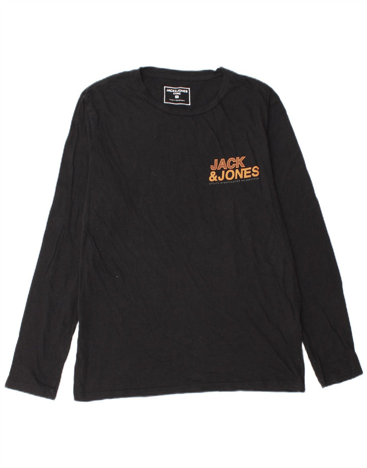 Jack & Jones Mens Graphic Top Long Sleeve Medium Black Cotton