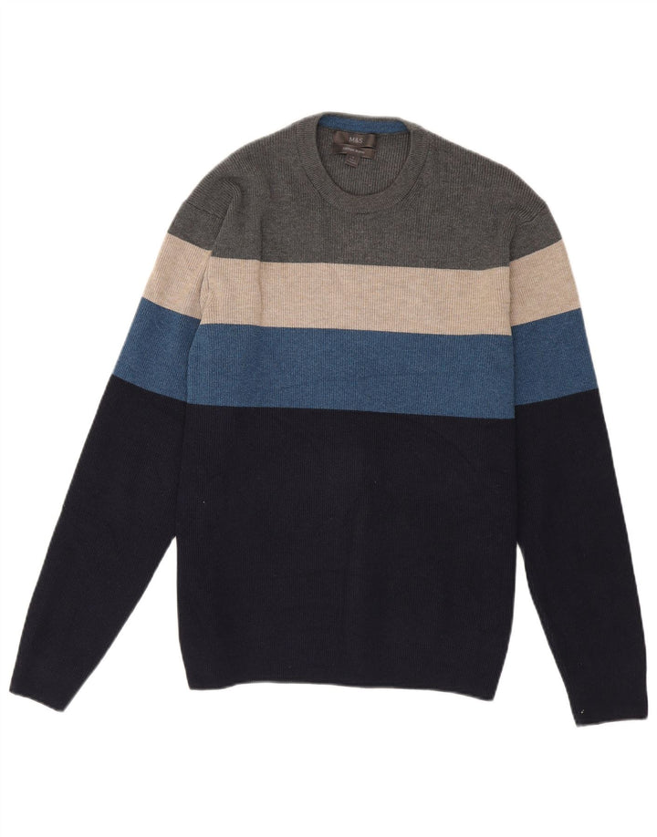 Marks & Spencer Herretrøje med rund hals, stor flerfarvet stribet