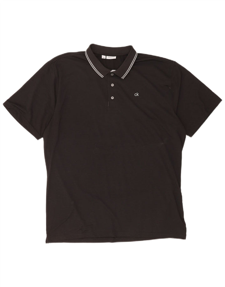 Calvin Klein Herre Polo Shirt 2XL Sort Stribet Polyester