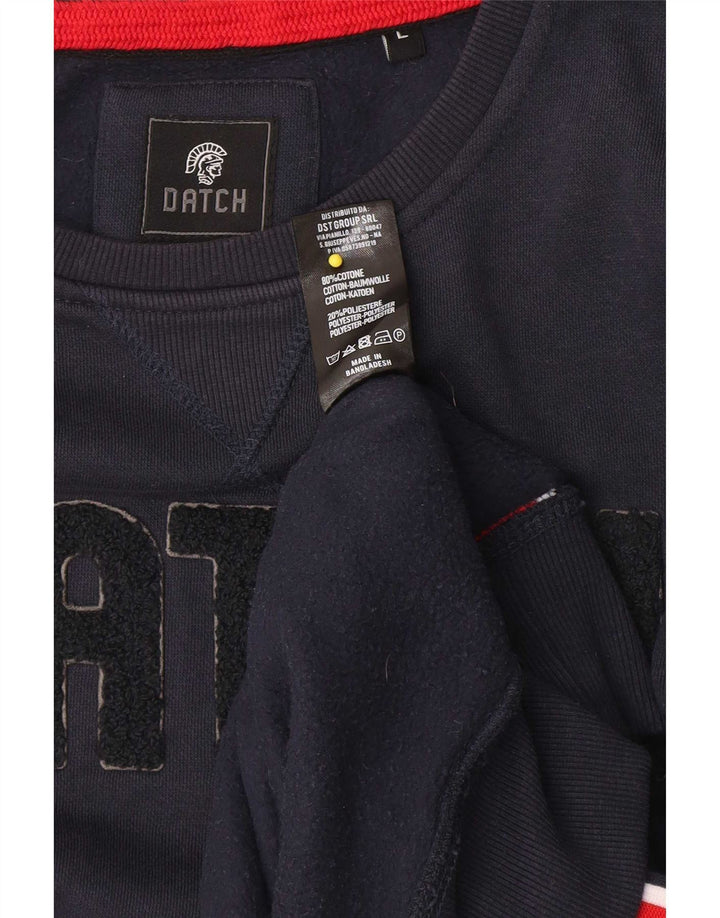Datch Mens Graphic Sweatshirt Jumper Large Navy Blue Cotton