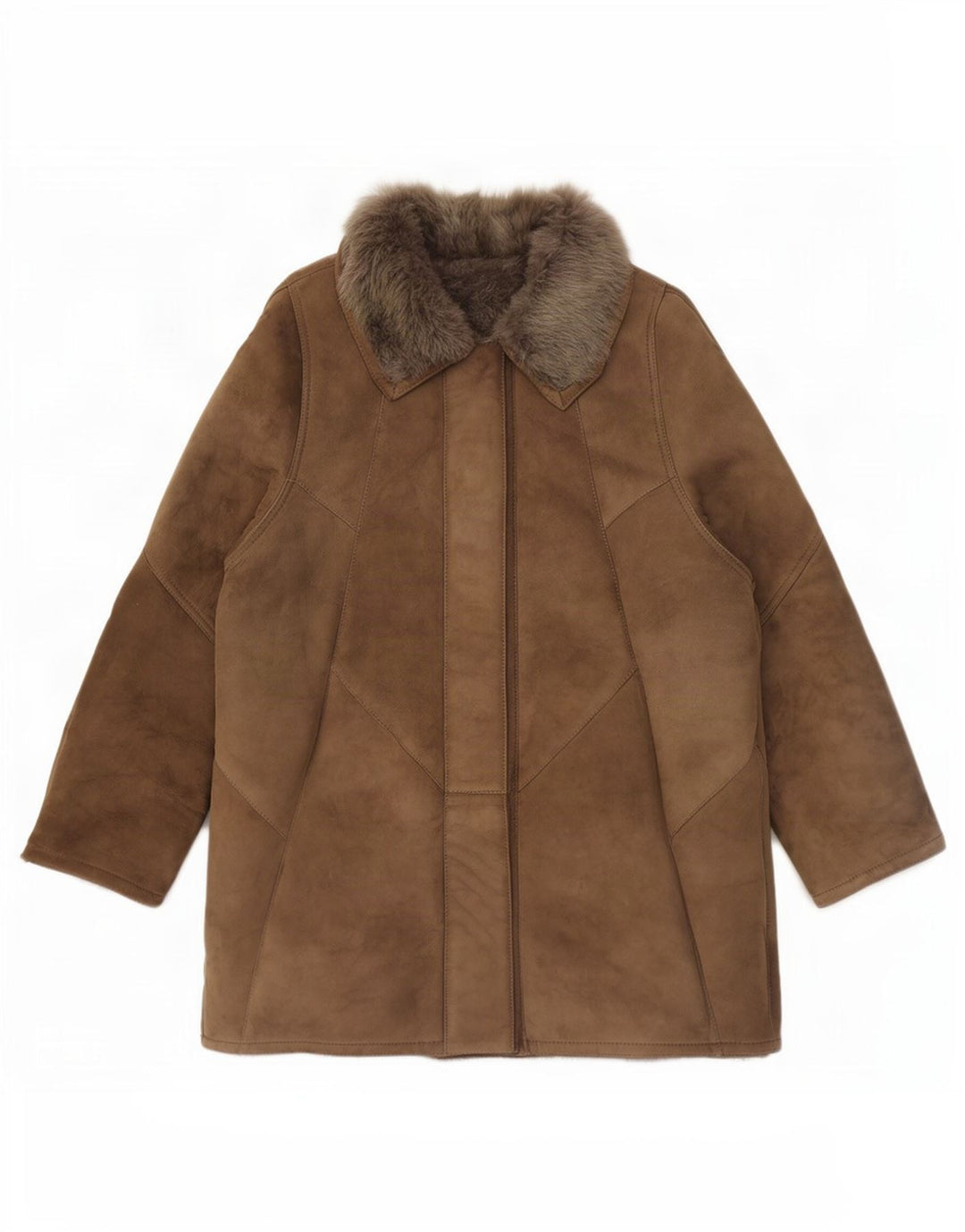 Vintage Womens Shearling Jacket EU 46 XL Brown