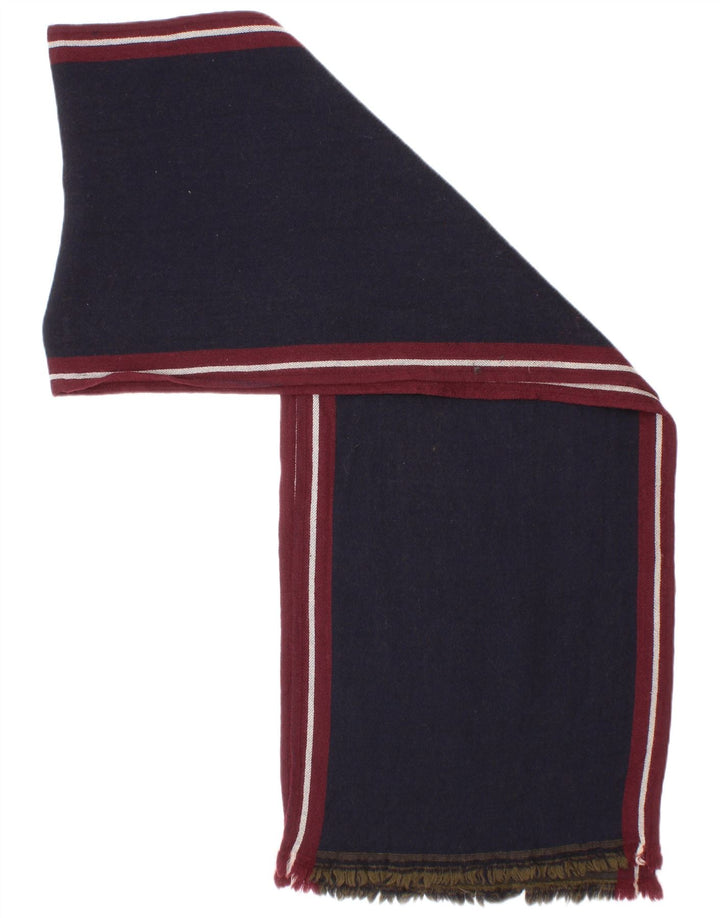 Massimo Dutti Mens Rectangle Scarf One Size Navy Blue Striped Classic