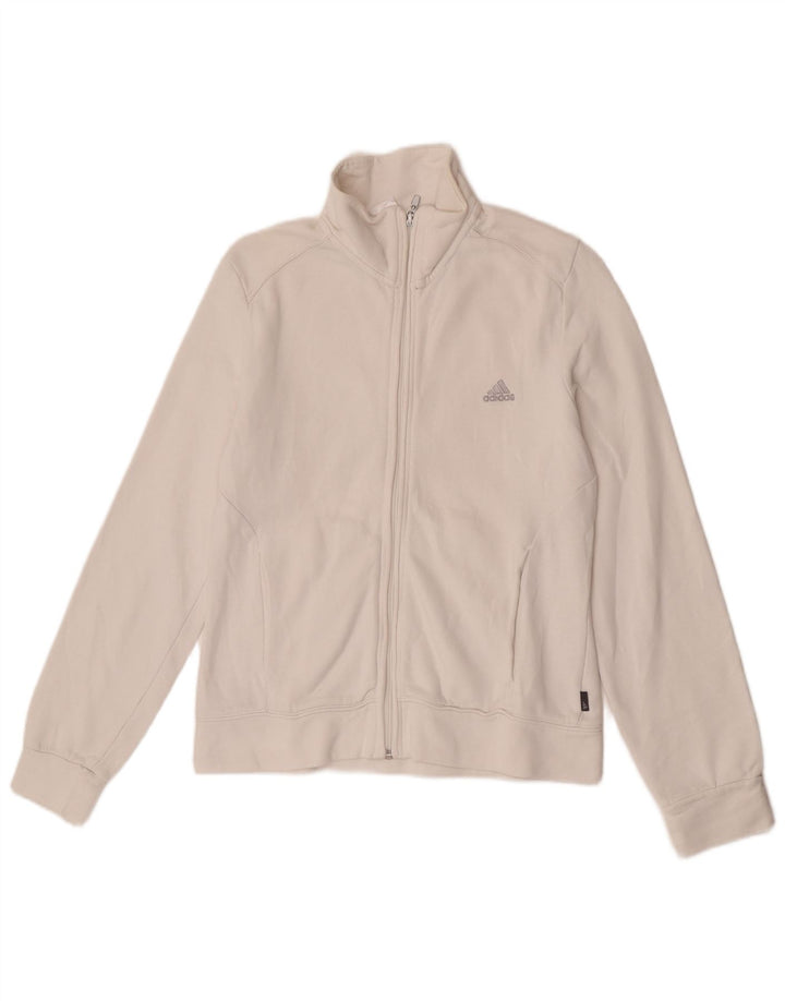 Adidas Womens Tracksuit Top Jacket UK 12 Medium White Cotton