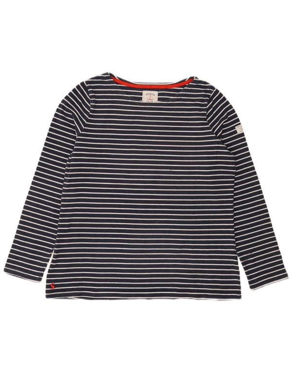 Joules Womens Top Long Sleeve UK 16 Large Navy Blue Striped Cotton