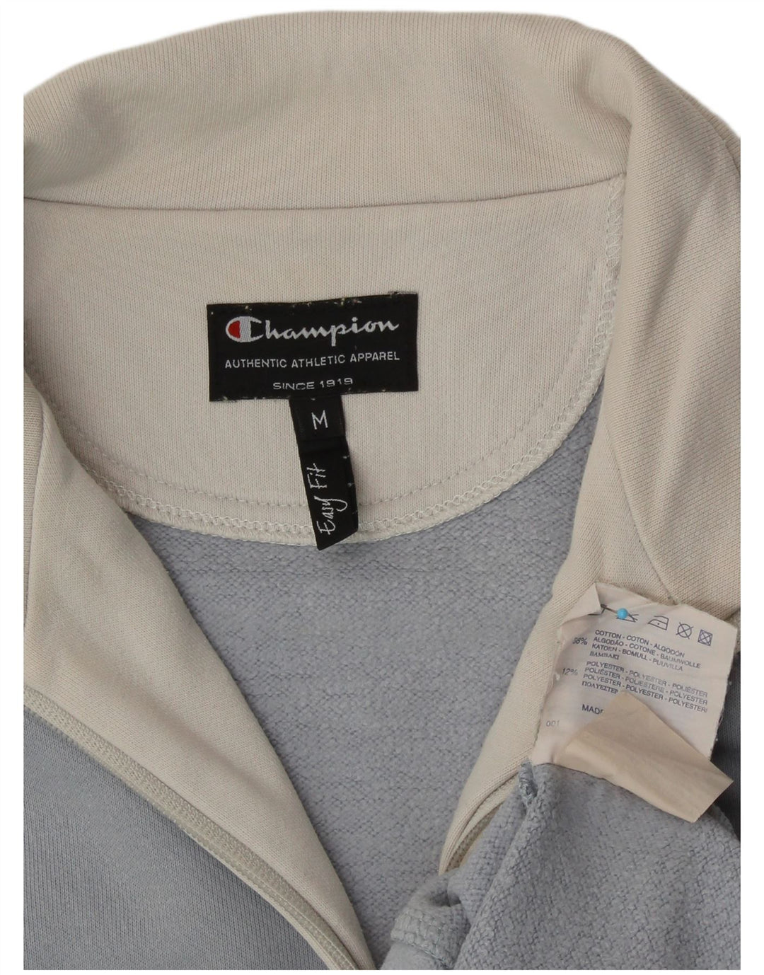 CHAMPION Womens Easy Fit Tracksuit Top Jacket UK 14 Medium Blue Cotton