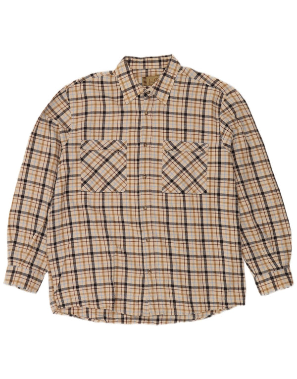 European Project Chemise en flanelle pour homme XL en coton à carreaux beige