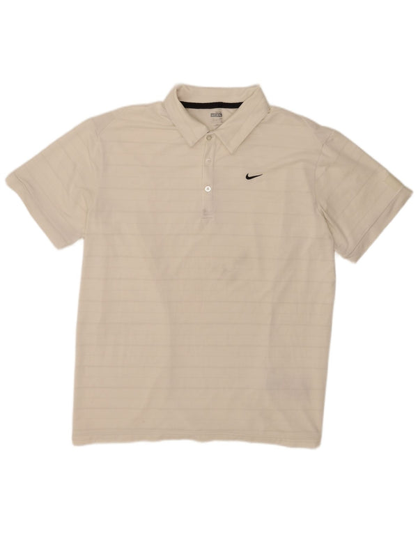 Nike Poloskjorte til mænd UK 47/48 2XL Hvidstribet polyester
