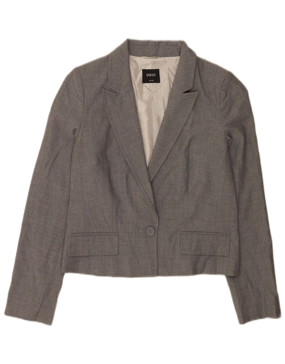Jaqueta blazer feminina Oasis com 1 botão UK 10 poliéster cinza pequeno