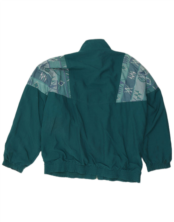 Jean Leduc Mens Tracksuit Top Jacket XL Green Geometric Polyester