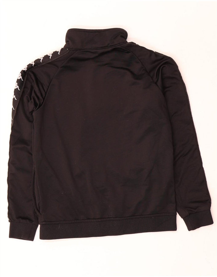 Kappa Jungen-Trainingsanzugoberteil mit Grafik, 11–12 Jahre, schwarzes Polyester