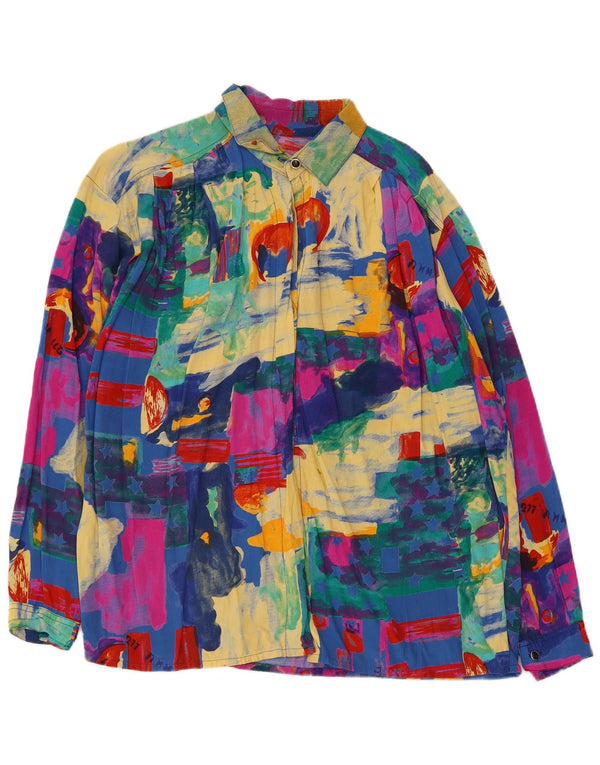 Chemisier chemise femme vintage UK 18 XL Colourblock multicolore