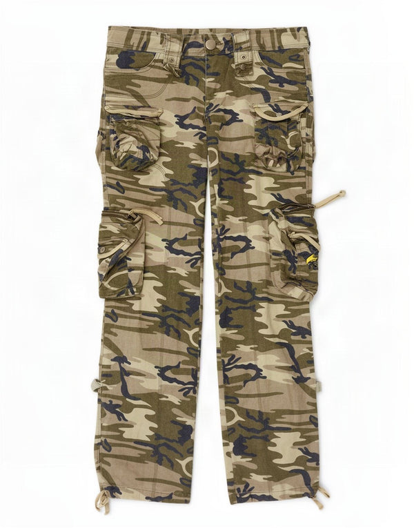 Vintage Dame Straight Cargo Bukser W31 L33 Khaki Camouflage Bomuld