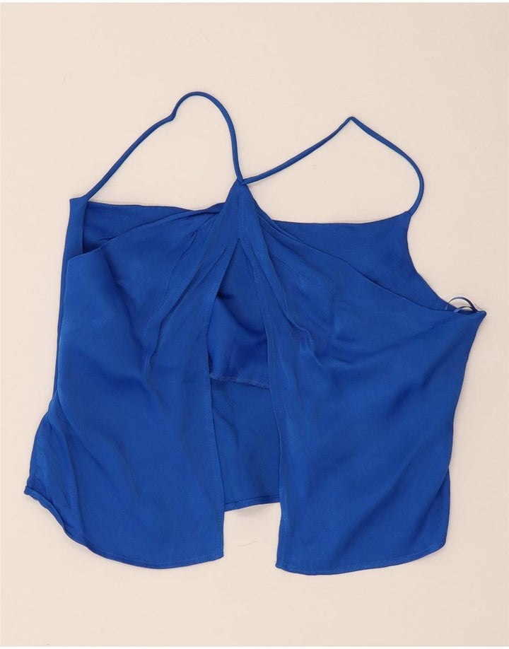 Zara Womens Crop Halter Top UK 8 Small Blue Viscose