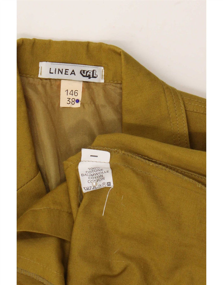 Vintage mujer 3/4 manga 2 botones Blazer chaqueta EU 38 algodón caqui medio