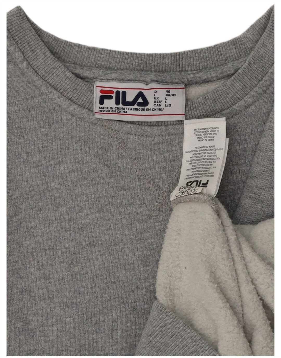 FILA Womens Sweatshirt Jumper UK 16 Large Grey Cotton