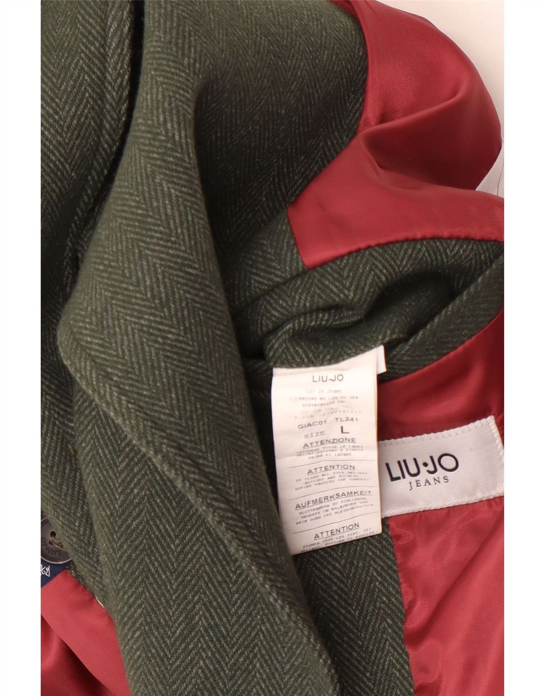 Liu Jo Herre Pea Coat UK 40 Large Green Sildebensuld