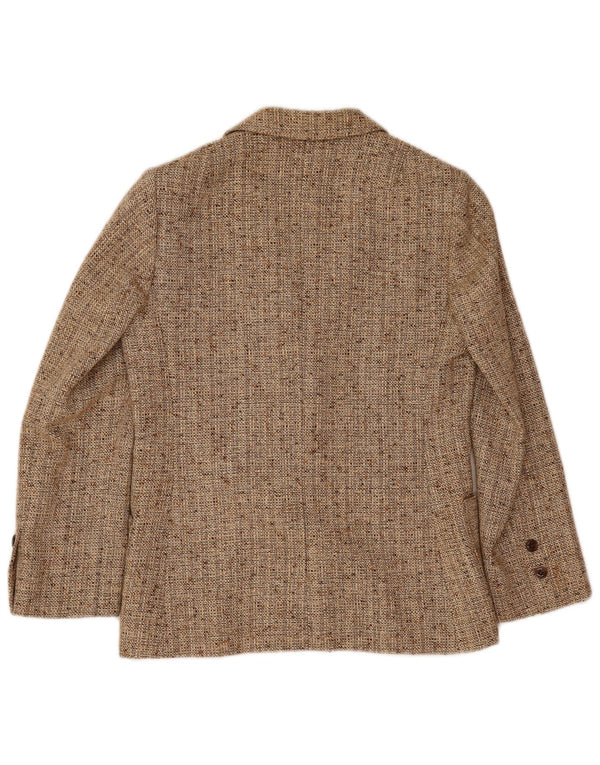 Vintage Womens 2 Button Blazer Jacket UK 10 Small Beige Flecked
