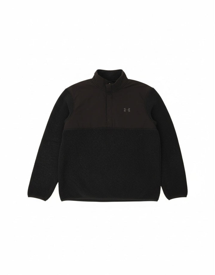UNDER ARMOUR Mens Golf Zip Neck Fleece Jumper XL Black Polyester Vintage Under Armour and Second-Hand Under Armour from Messina Hembry 