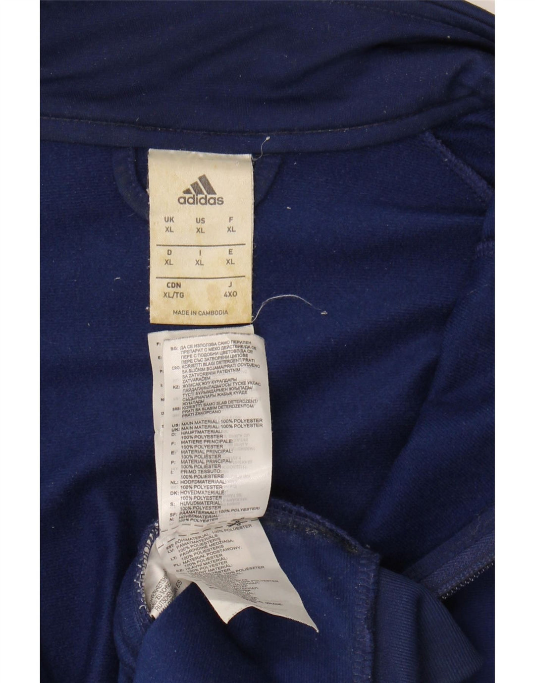 ADIDAS Mens Tracksuit Top Jacket XL Navy Blue Polyester Vintage Adidas and Second-Hand Adidas from Messina Hembry 