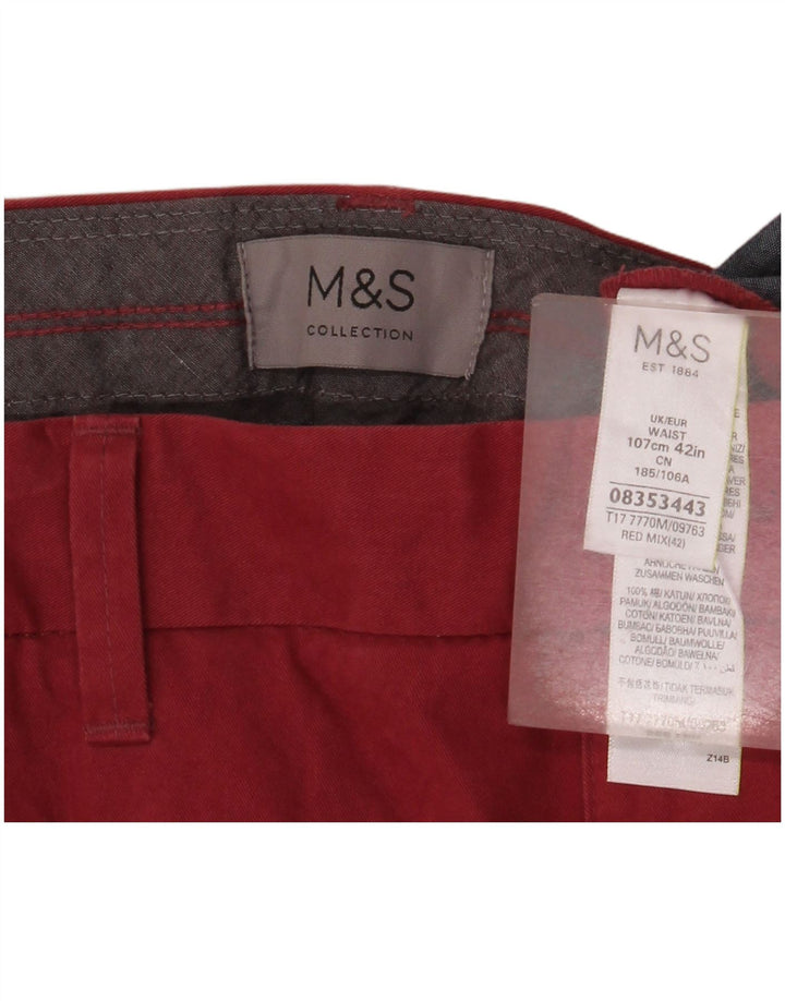 Marks & Spencer Mens Chino Shorts W42 2XL Red Cotton