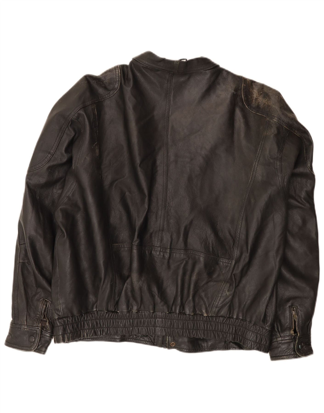Vintage Herren Leder Bomberjacke IT 54 2XL Schwarz