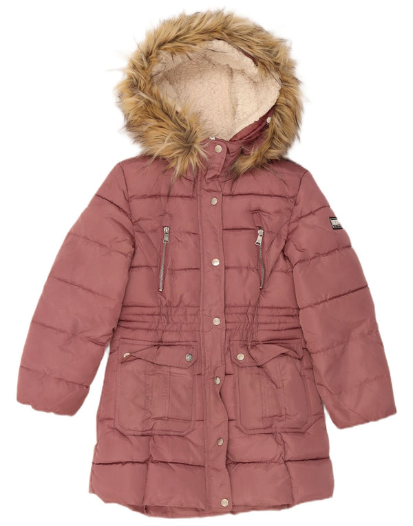 Dkny Piger Hætte Vatteret Frakke 10-11 År Medium Pink Polyester
