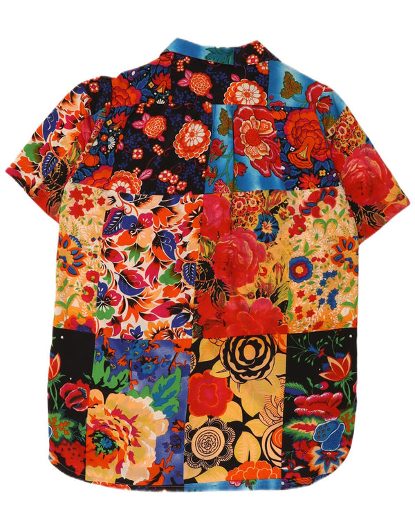 Vintage ženska haljina košulja kratkih rukava UK 18 XL Raznobojna cvjetna
