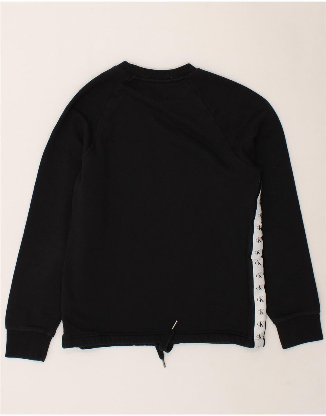 CALVIN KLEIN Womens Oversized Graphic Sweatshirt Jumper UK 10 Small Black Vintage Calvin Klein and Second-Hand Calvin Klein from Messina Hembry 