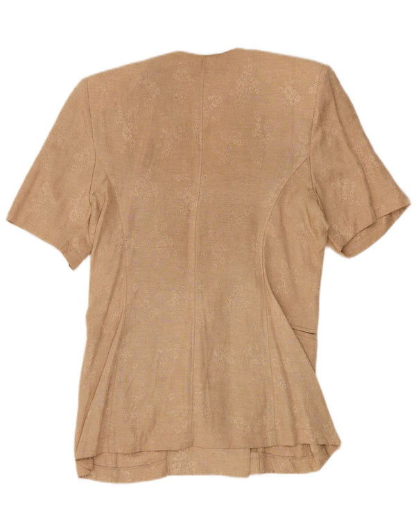 Jachetă vintage cu mânecă scurtă pentru femei UK 14 Medium Bej Floral