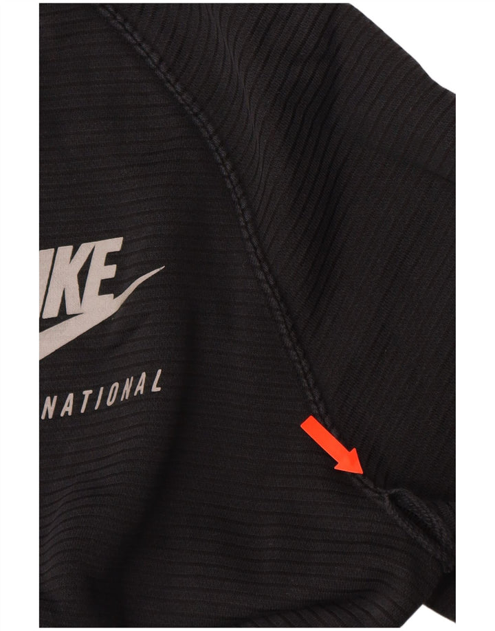 NIKE Mens Sweatshirt Jumper Large Black Striped Cotton