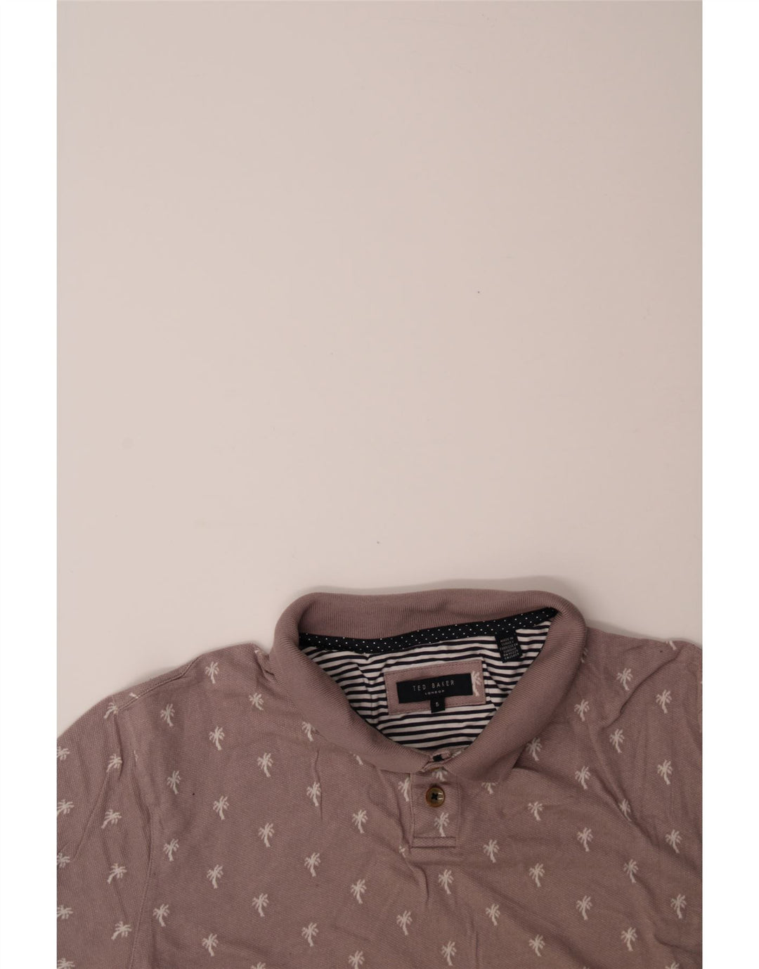 TED BAKER Mens Abstract Pattern Polo Shirt Size 5 XL Brown Cotton Vintage Ted Baker and Second-Hand Ted Baker from Messina Hembry 