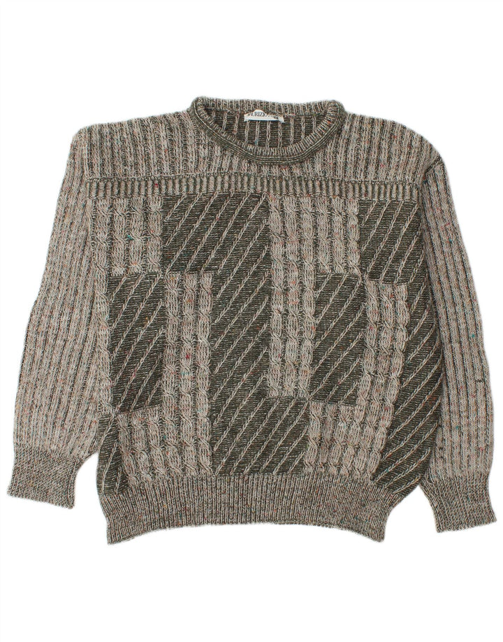 Vintage Mens Crew Neck Jumper Sweater IT 48 Medium Green Acrylic