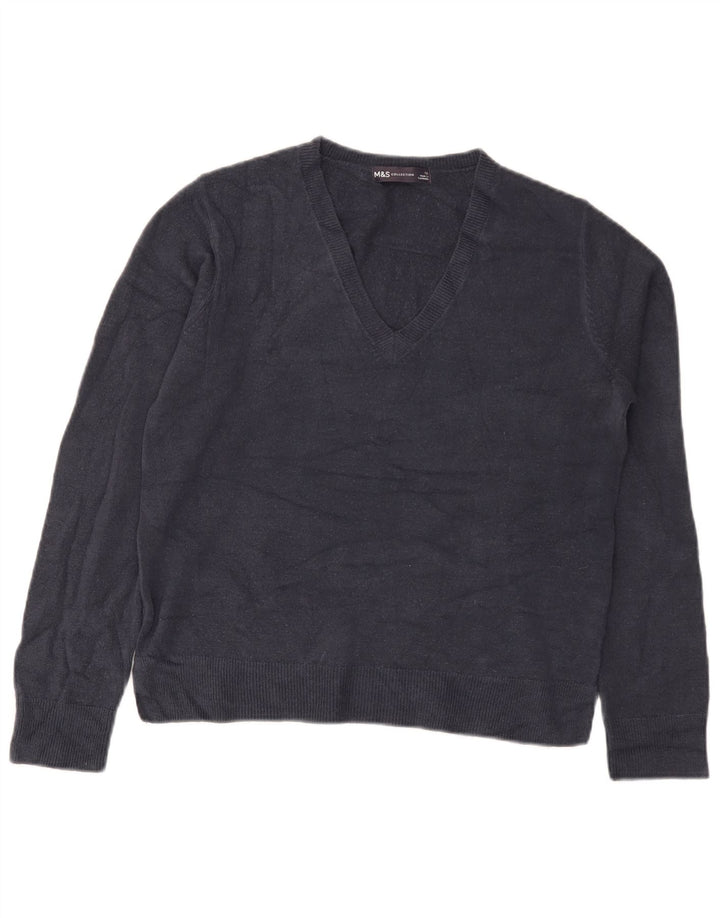 Marks & Spencer Damen-Pullover mit V-Ausschnitt, Gr. 12, mittleres Marineblau