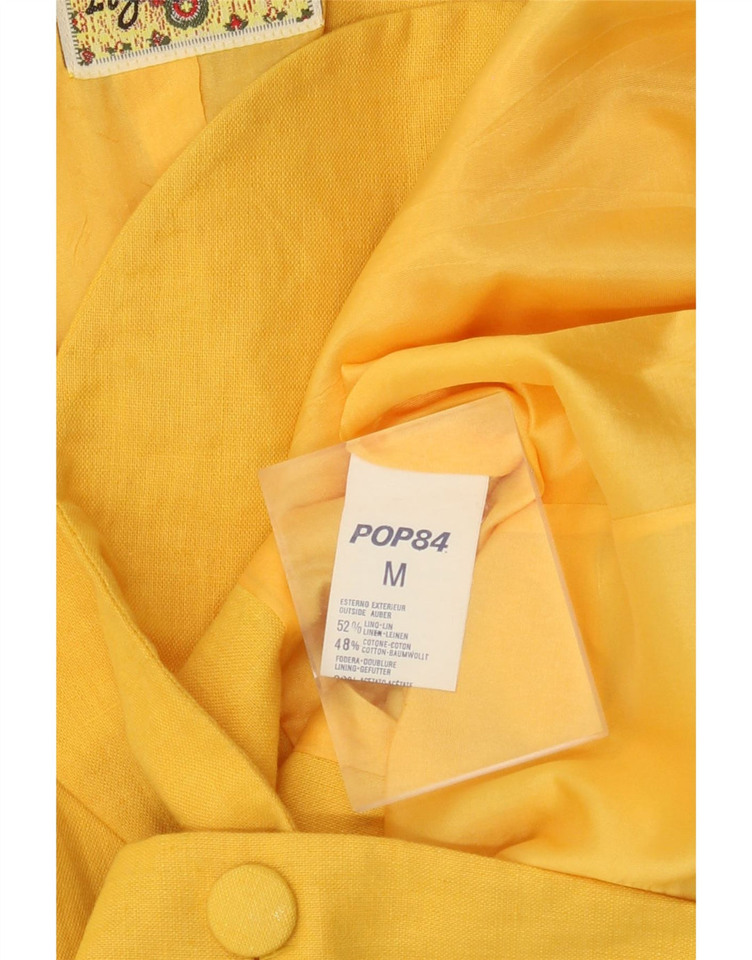 POP 84 Womens 2 Button Blazer Jacket UK 12 Medium Yellow Linen