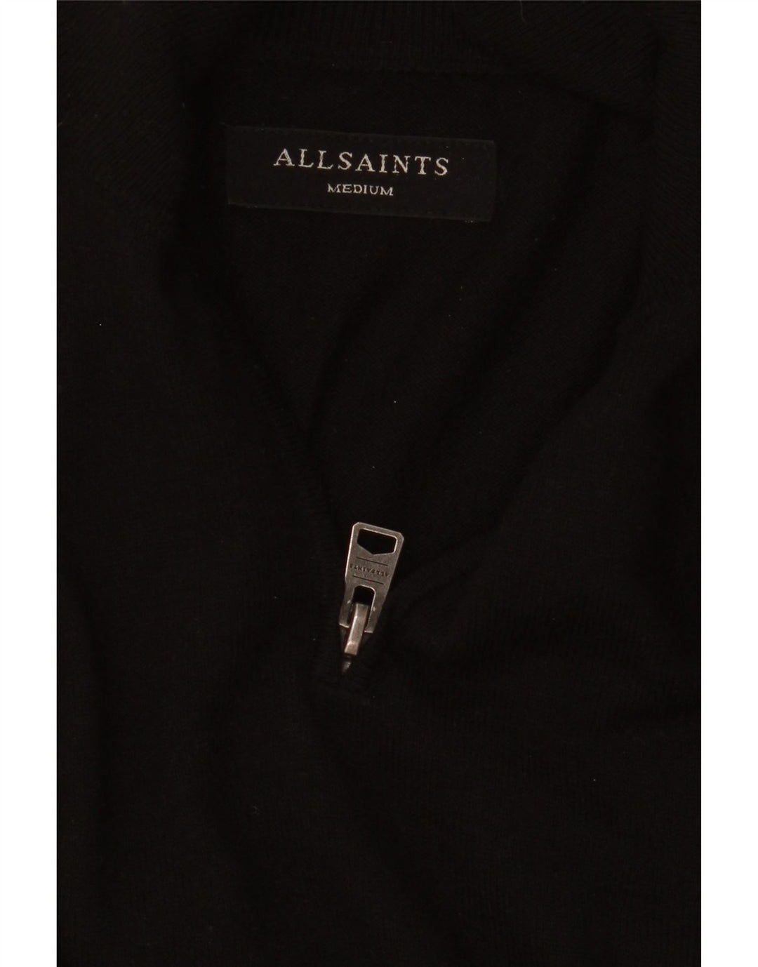 All Saints Herre Zip Neck Sweater Medium Sort