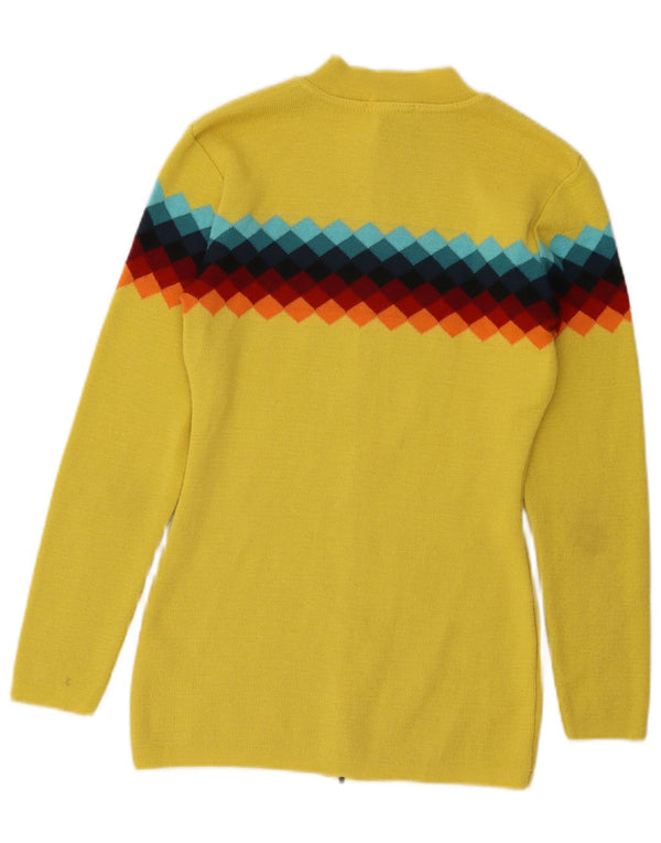 Maglione cardigan da donna Kookai UK 6 XS lana geometrica gialla
